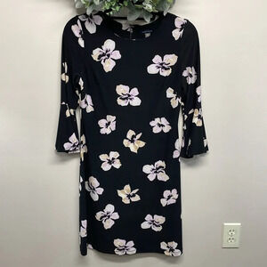 NWOT Tommy Hilfiger Floral Printed Jersey Bell Sleeve A-Line Dress 4